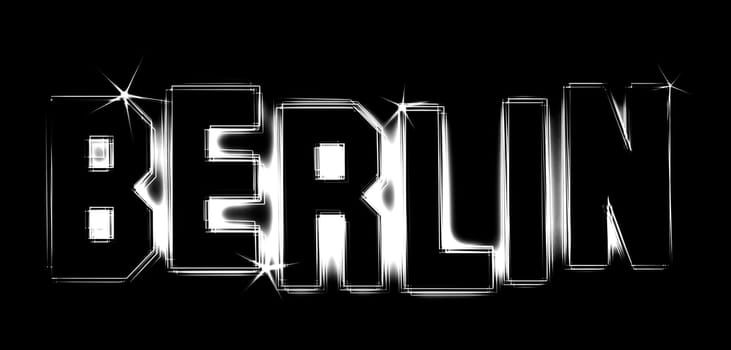 BERLIN as an illustration in neon light style for presentations,flyers,web,etc.