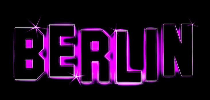 BERLIN as an illustration in neon light style for presentations,flyers,web,etc.