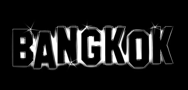 Bangkok as an illustration in neon light style