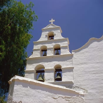 Sculpture with cross  in Mission San Diego de Alcala in California