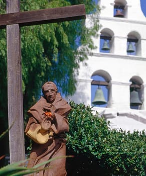 Sculpture with cross  in Mission San Diego de Alcala in California