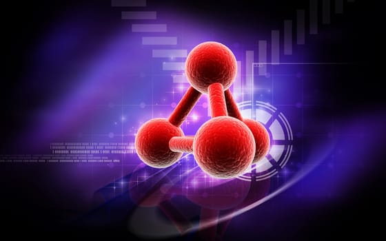 Digital illustration of molecules in colour background