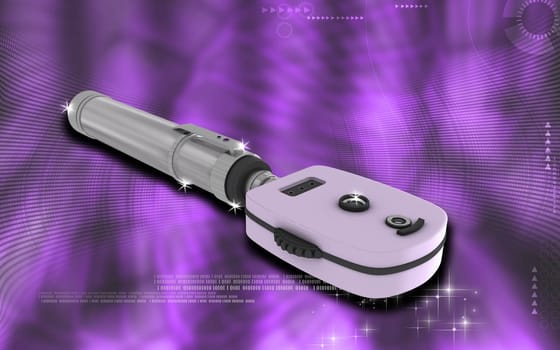 Digital illustration of ophthalmoscope in colour background
