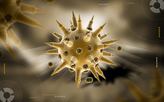 Digital illustration of Flu virus in colour background