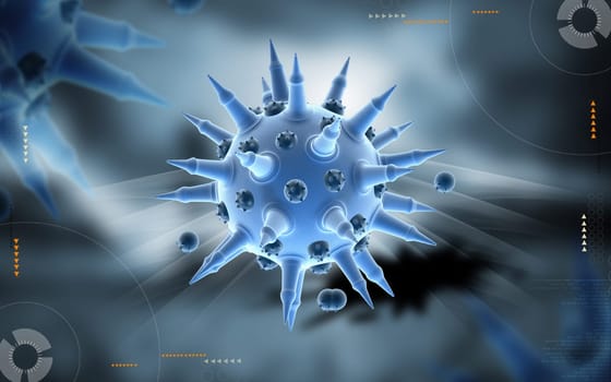 Digital illustration of Flu virus in colour background