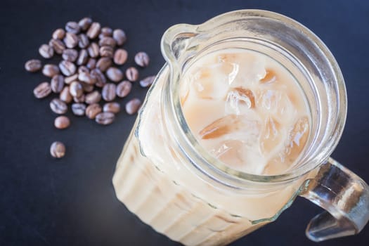 Iced coffee latte and roast bean, stock photo