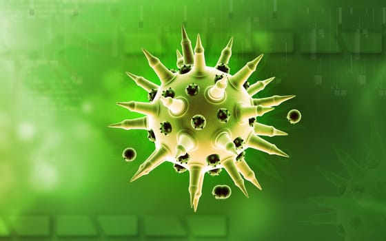 Digital illustration of Flu virus in colour background