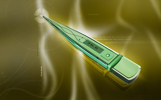 Digital illustration of thermometer in colour background