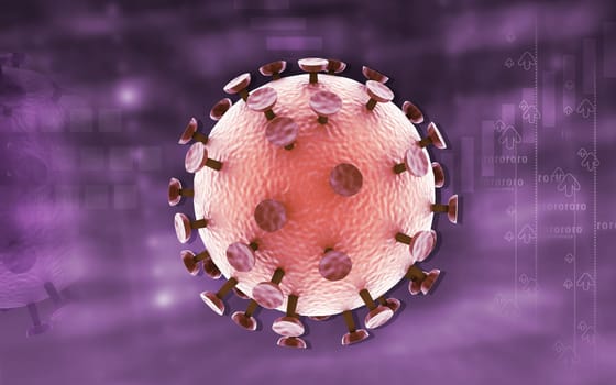 Digital illustration of HIV Virus in colour background