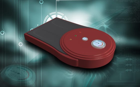 Digital illustration of weigh machine in colour background