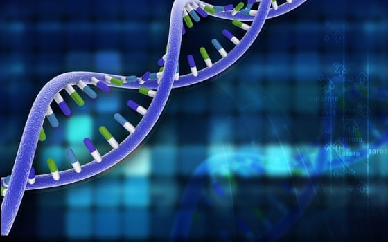 Digital illustration DNA structure in colour background