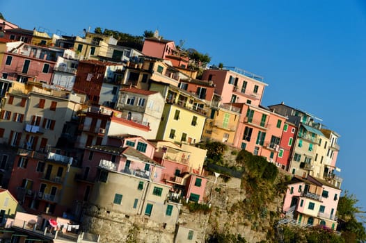 Traditional Mediterranean architecture of Manarola, La Spezia, Liguria, Italy