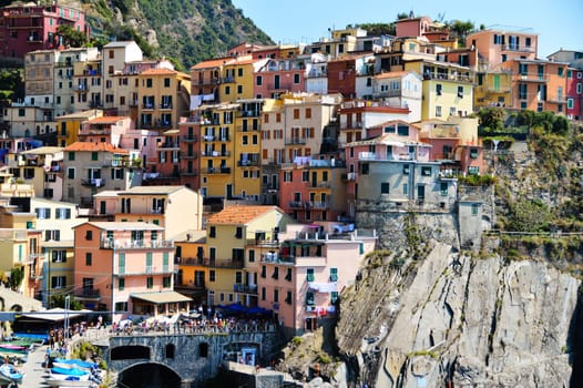 Traditional Mediterranean architecture of Manarola, La Spezia, Liguria, Italy