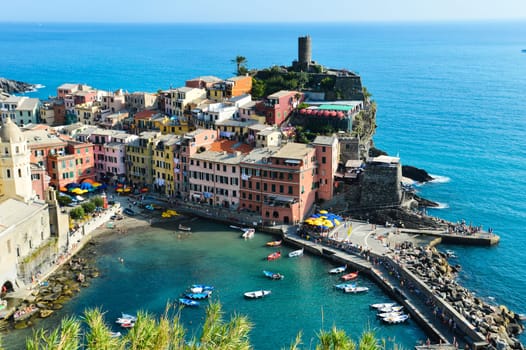 Traditional Mediterranean architecture of Vernazza, La Spezia, Liguria, Italy