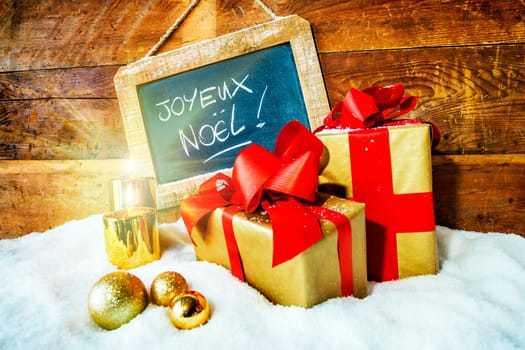 Christmas gift box with christmas balls