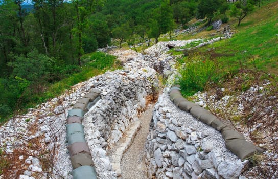 View of Foxhole of World War One, Sabotin mountain