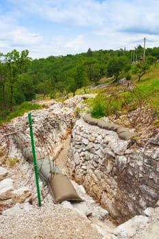 View of Foxhole of World War One, Sabotin mountain