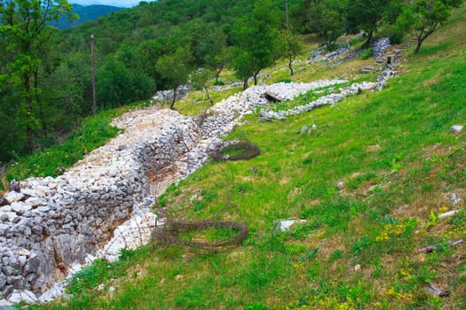 View of Foxhole of World War One, Sabotin mountain