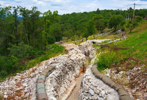 View of Foxhole of World War One, Sabotin mountain