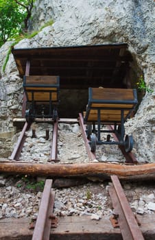 View of cart on trail used in the World War One
