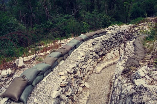 View of Foxhole of World War One, Sabotin mountain