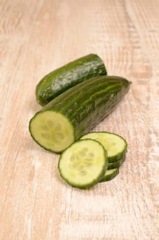 Cucumber on a wooden table