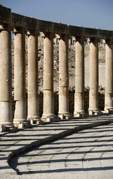the Roman Ruins of Jerash in the north of Amann in Jordan in the middle east.