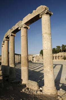 the Roman Ruins of Jerash in the north of Amann in Jordan in the middle east.