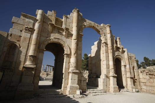 the Roman Ruins of Jerash in the north of Amann in Jordan in the middle east.