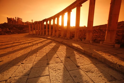 the Roman Ruins of Jerash in the north of Amann in Jordan in the middle east.