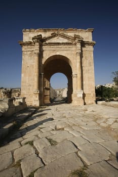 the Roman Ruins of Jerash in the north of Amann in Jordan in the middle east.