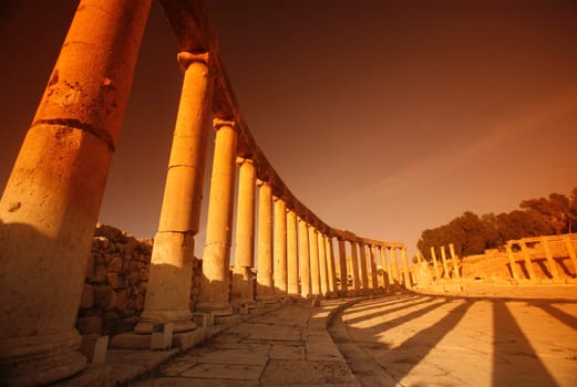 the Roman Ruins of Jerash in the north of Amann in Jordan in the middle east.