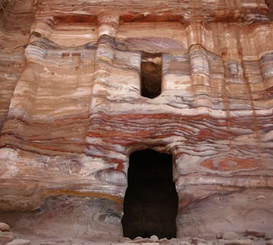 the Royal Tombs in the Temple city of Petra in Jordan in the middle east.