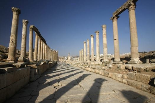 the Roman Ruins of Jerash in the north of Amann in Jordan in the middle east.