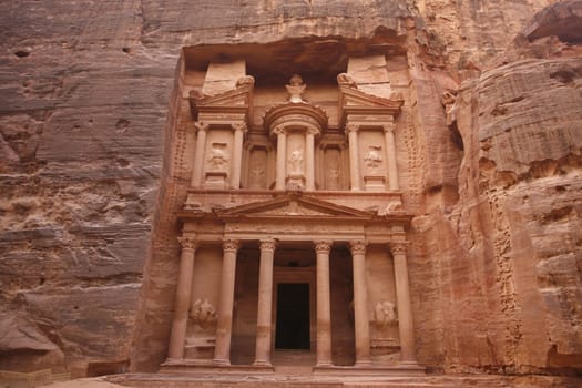 The Al Khazneh Treasury in the Temple city of Petra in Jordan in the middle east.