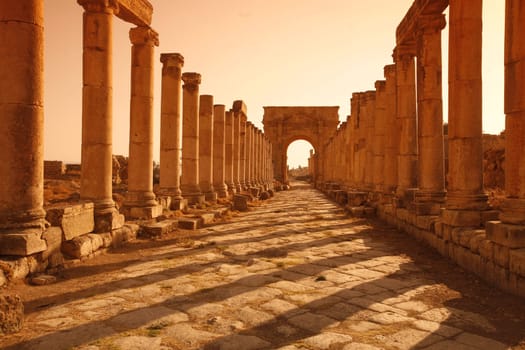 the Roman Ruins of Jerash in the north of Amann in Jordan in the middle east.