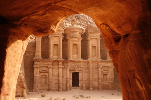the Monastery  in the Temple city of Petra in Jordan in the middle east.