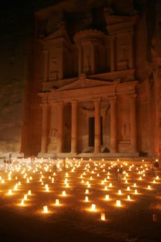 The Al Khazneh Treasury in the Temple city of Petra in Jordan in the middle east.