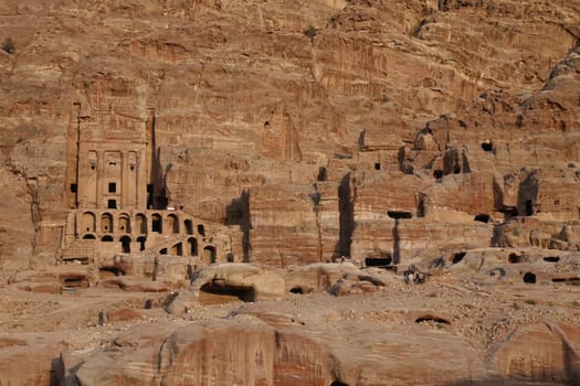 the Royal Tombs in the Temple city of Petra in Jordan in the middle east.