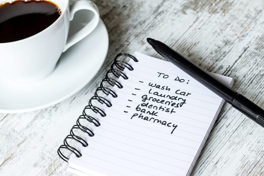 To do list meanwhile having a coffee.