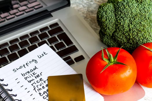 Buying groceries on line with a credit card.