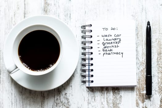 To do list meanwhile having a coffee.