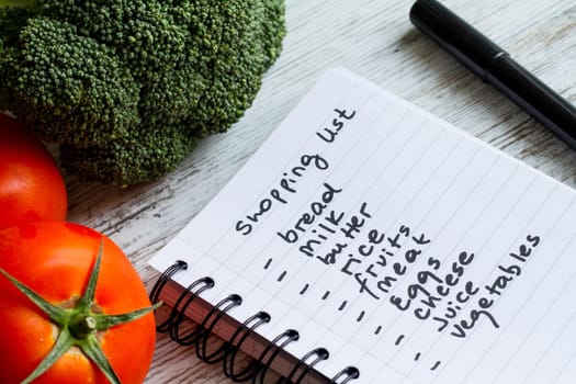Preparing the shopping list before going to buy the groceries..