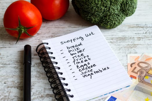 Preparing the shopping list before going to buy the groceries..