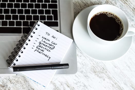 To do list meanwhile having a coffee.