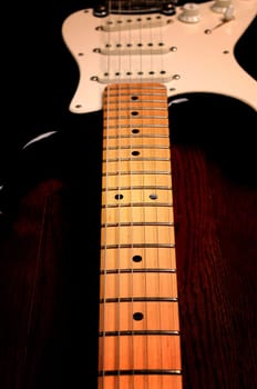 Detail of a vintage rock guitar