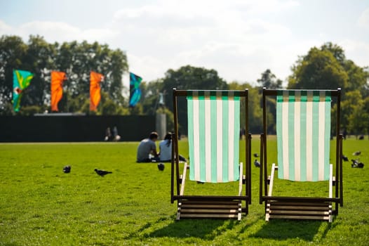 Deckchair free in Hyde Park in London