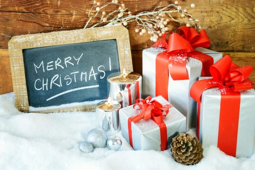 Christmas gift box with christmas balls