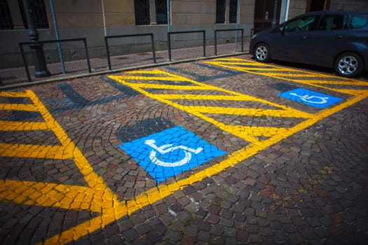 Parking for cars and signal for the disabled