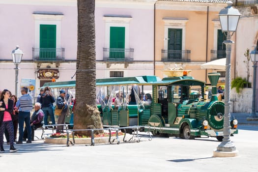 Touristic Train in Ragusa Ibla Sicily showing the city